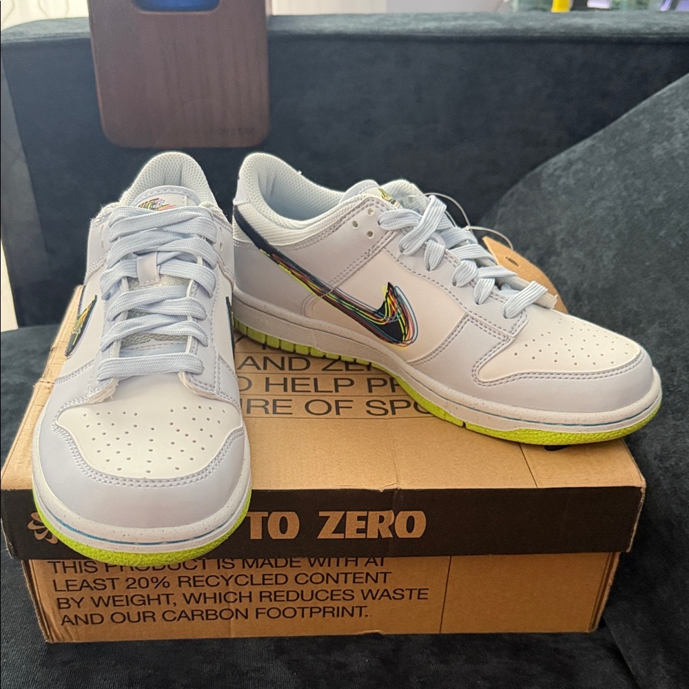 Nike Dunk low  Men's White Sneakers with Green Accents